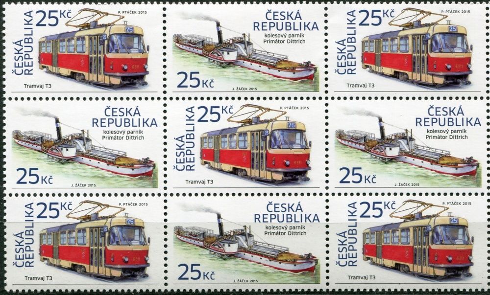 (2015) č. 861-862 ** 9-bl (2) - Česká republika - Tramvaj T3 + kolesový parník