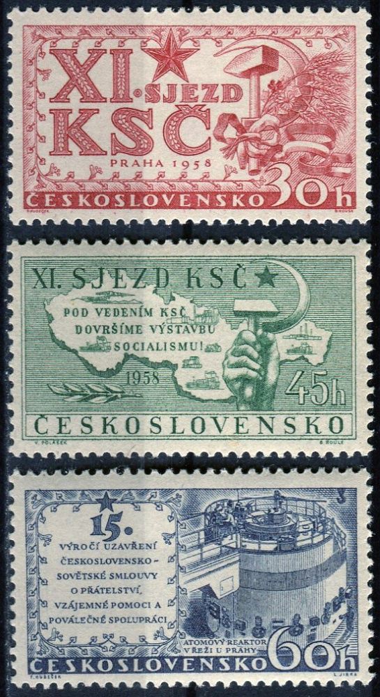 (1958) č. 993 - 995 ** - ČSSR - XI. sjezd KSČ