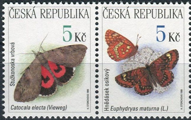 Česká republika (1999) č. 211-212 ** sp (1) - ČR - Ochrana přírody ptáci, motýli
