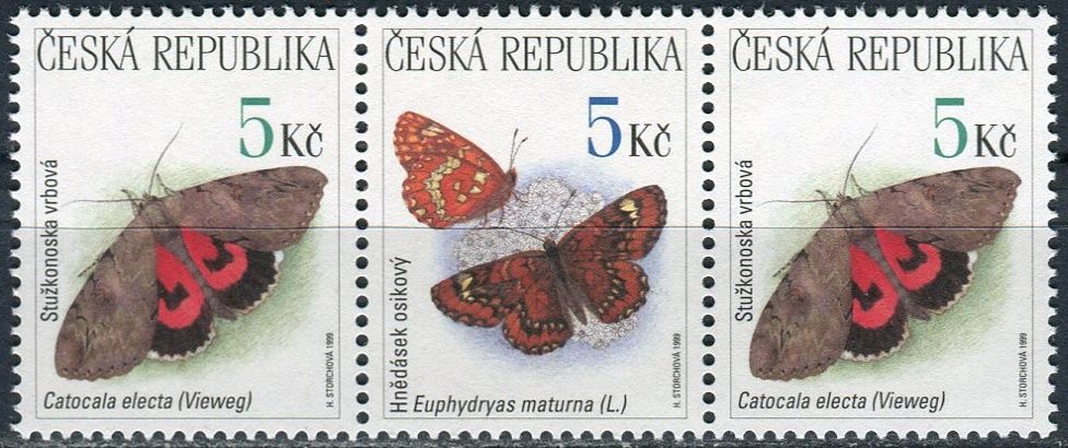 Česká republika (1999) č. 211-212 ** 3-pá (1) - ČR - Ochrana přírody ptáci, motýli