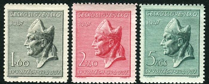 (1947) č. 450 - 452 ** - Československo- 950. výročí smrti sv. Vojtěcha