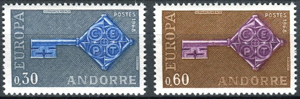 (1968) MiNr. 208 - 209 ** - Andora (Fr.) - Europa