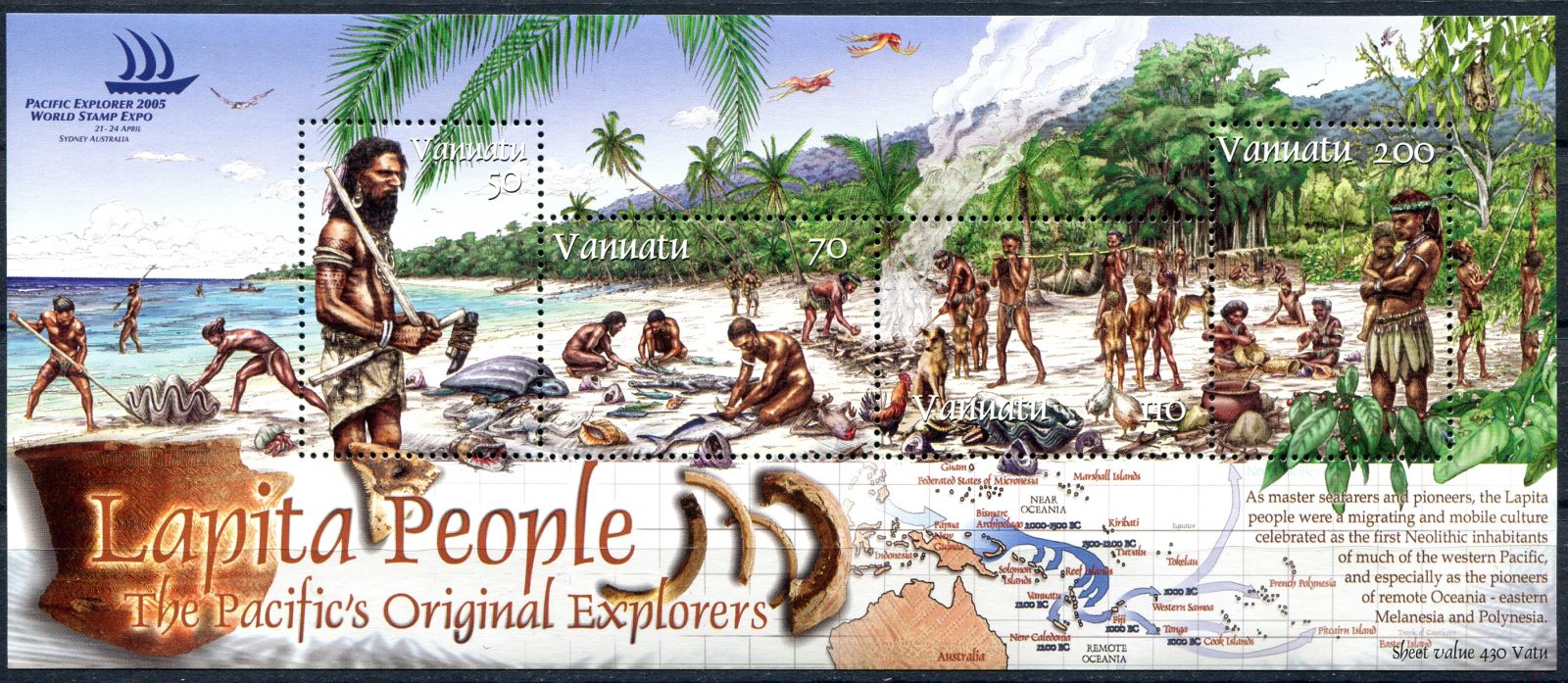 (2005) MiNr. 1234 - 1237 ** Block 52 - Vanuatu - osídlení Vanuatu