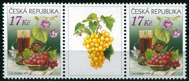 Česká pošta (2008) č. 545 ** S2 (K1) - Česká republika - Zátiší s vínem