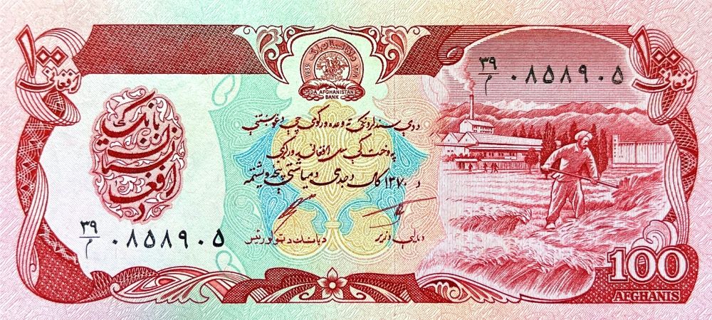 Afghanistán - (P 58c) 100 Afghanis (1991) - UNC