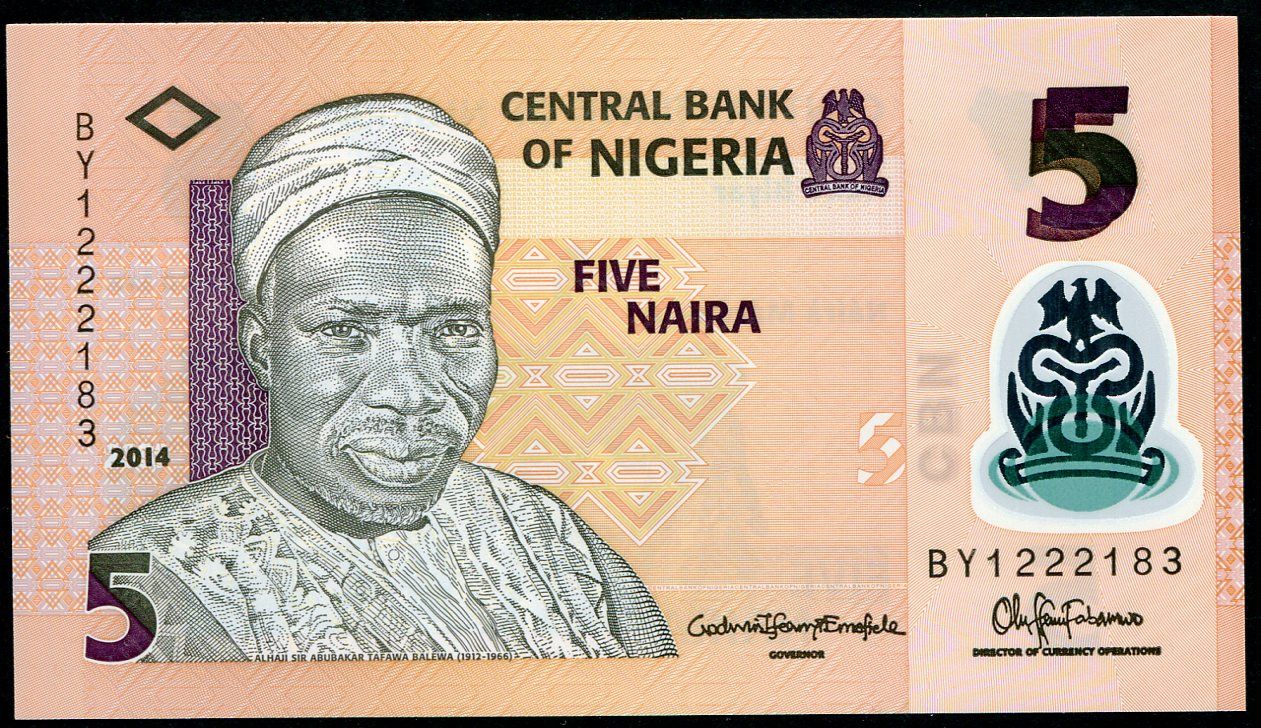 Nigerie - (P 38e) 5 NAIRA (2014) - UNC polymer