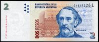 Argentina (P 352a.6) bankovka 2 Pesos (2013) - UNC | sufix L (343492xx)