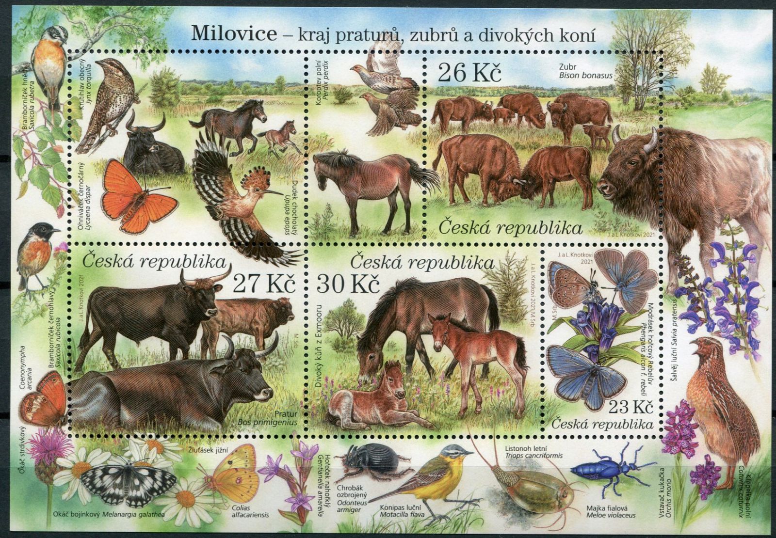 Česká pošta (2021) A 1126 - 1129 ** - Česká republika - Ochrana přírody Milovice - krajina praturů, zubrů a divokých koní