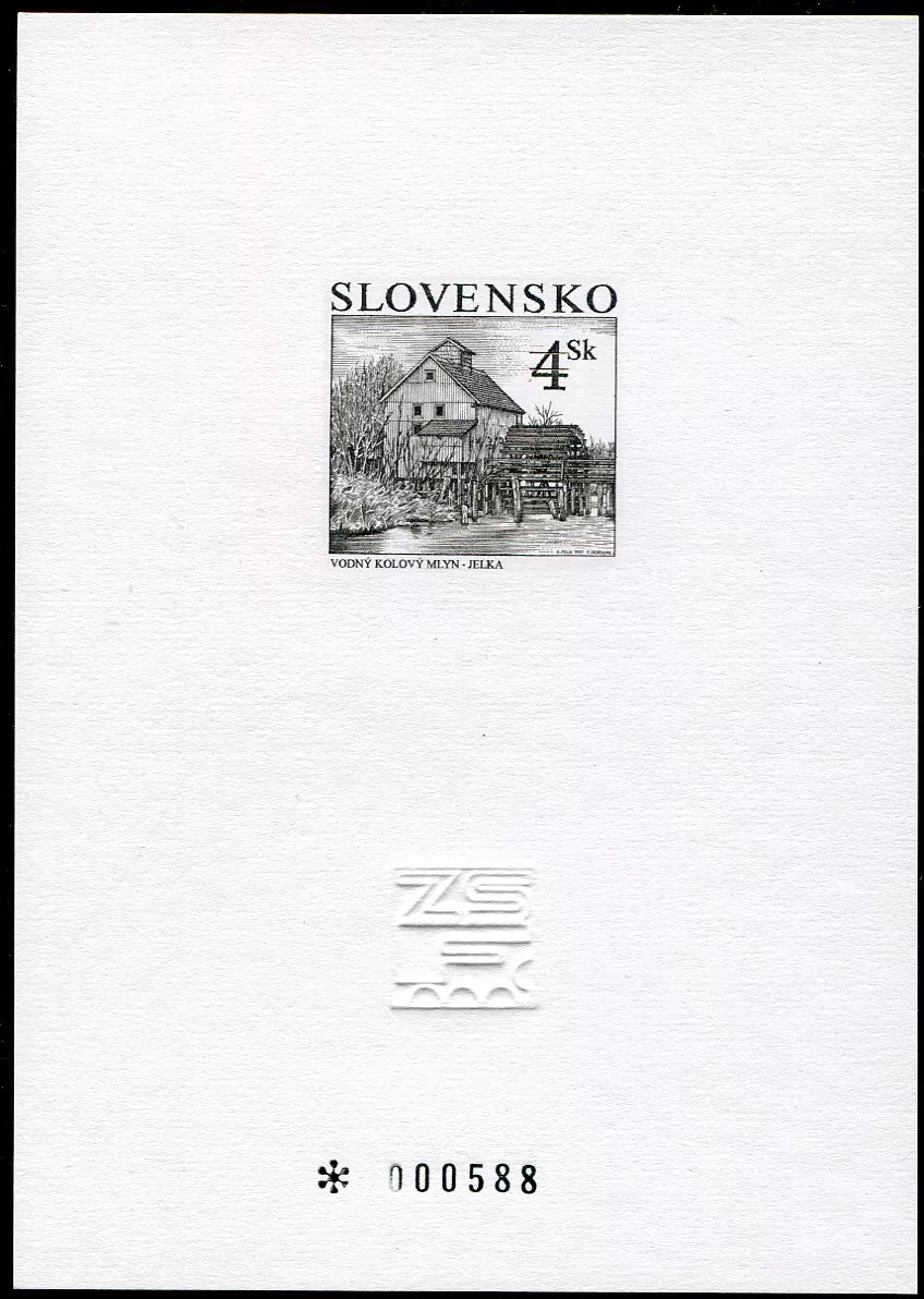 (1997) Slovensko - Vodní kolový mlýn - slepotisk ZSF