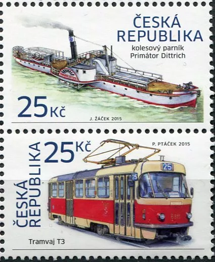 (2015) č. 861-862 ** - Česká republika - Tramvaj T3 + kolesový parník (2)