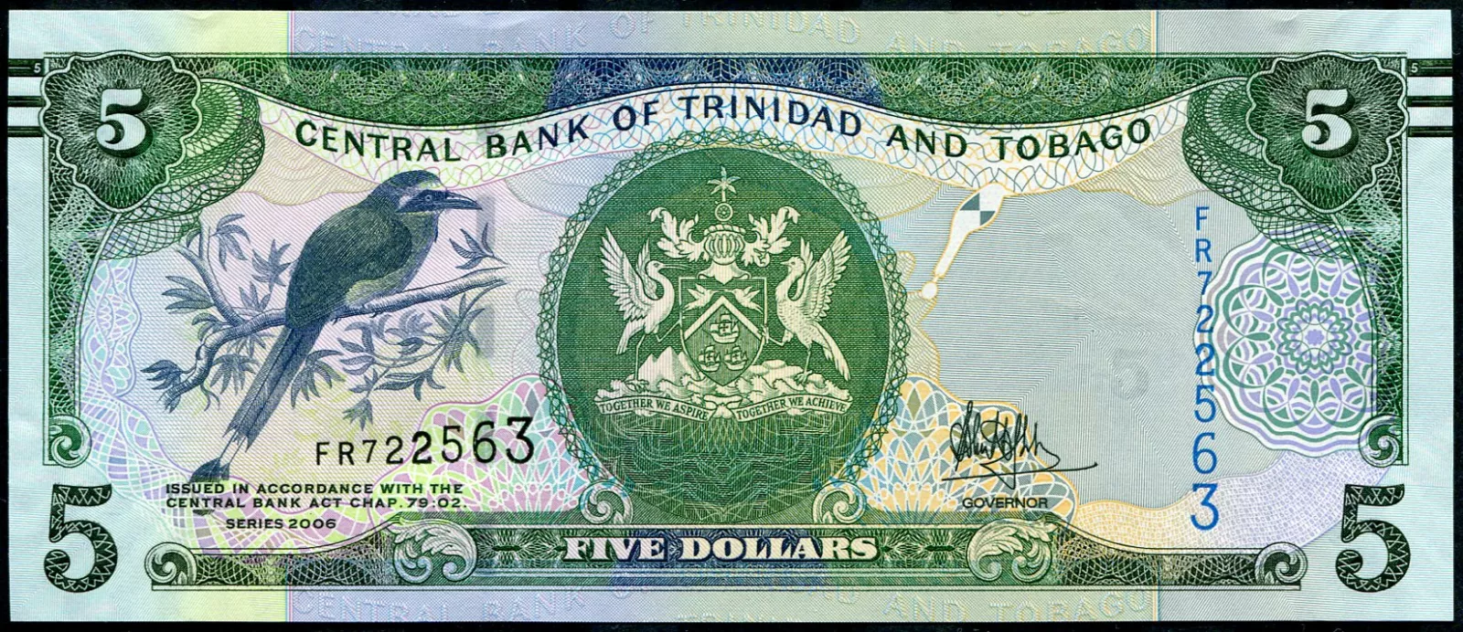 Trinidad a Tobago (P 47c) - 5 dolarů (2016) - UNC