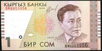 Kyrgyzstán (P15) - 1 Som (1999) - UNC | BM série, BN série