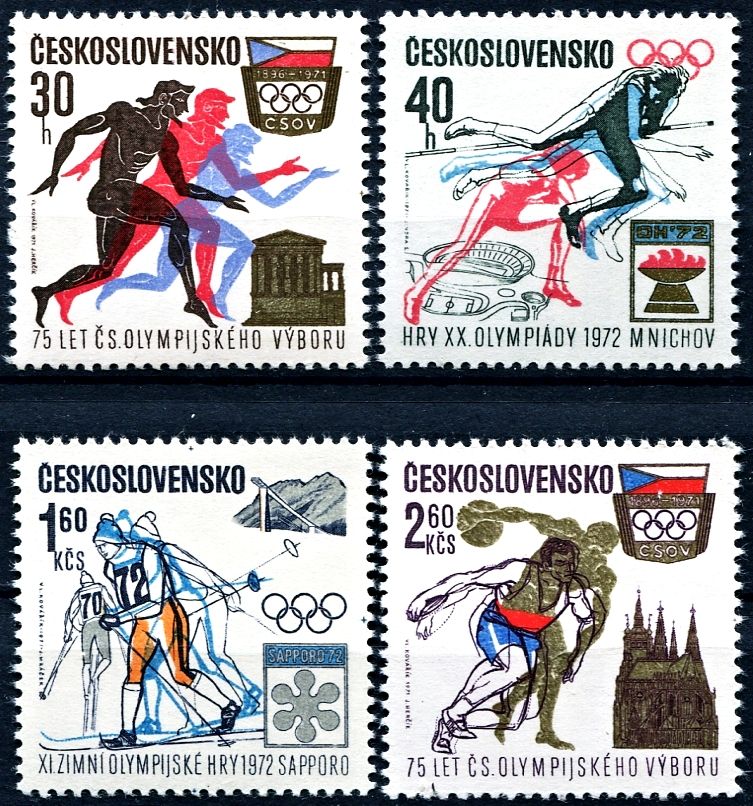 Českosloveská pošta (1971) č. 1933 - 1936 ** - Československo - 75 let ČSOV a olympijské hry 1972